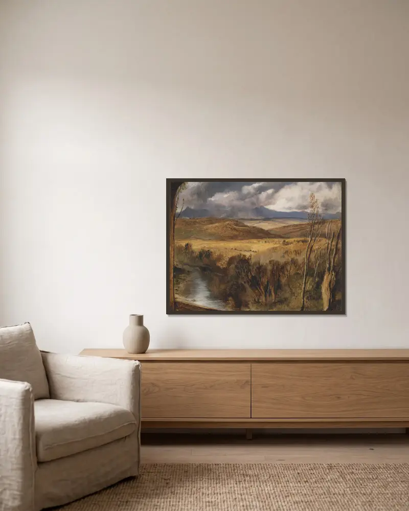 Eine schottische Hochlandschaft von Sir Edwin Henry Landseer gerahmt an einer Wand
