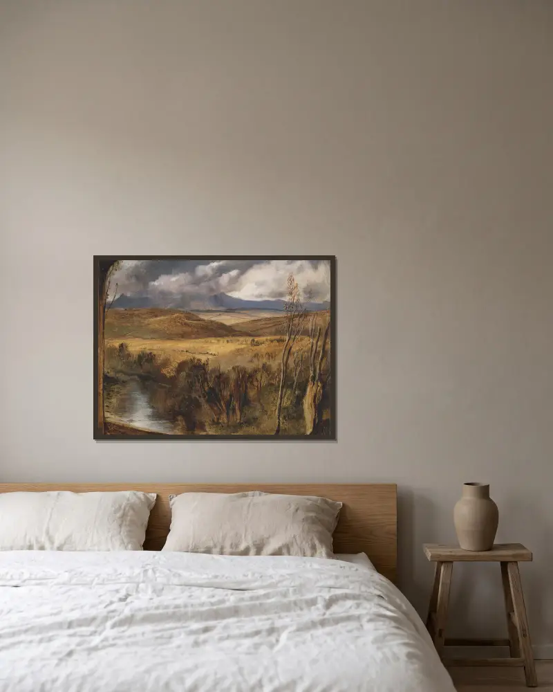 Eine schottische Hochlandschaft von Sir Edwin Henry Landseer gerahmt an einer Wand