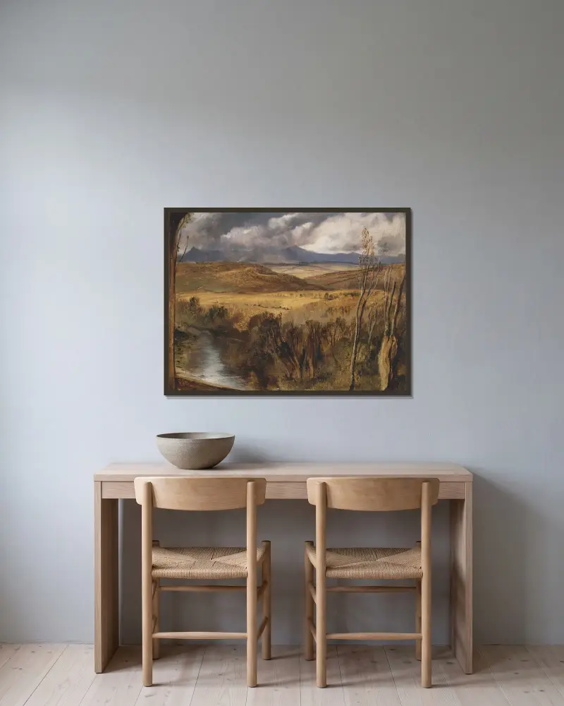Eine schottische Hochlandschaft von Sir Edwin Henry Landseer gerahmt an einer Wand