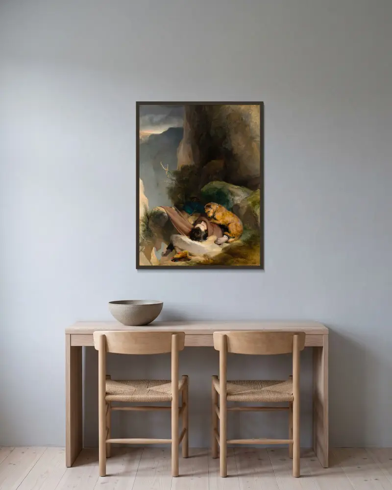 Anhänglichkeit von Sir Edwin Henry Landseer gerahmt an einer Wand