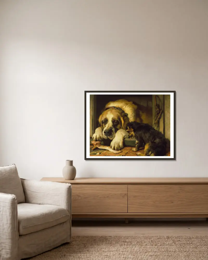 Pochybné drobky, Sir Edwin Henry Landseer v rámu na stěně