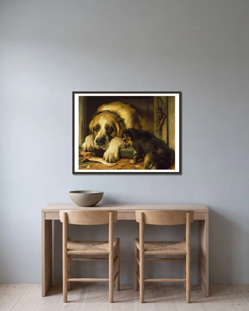 Pochybné drobky, Sir Edwin Henry Landseer v rámu na stěně
