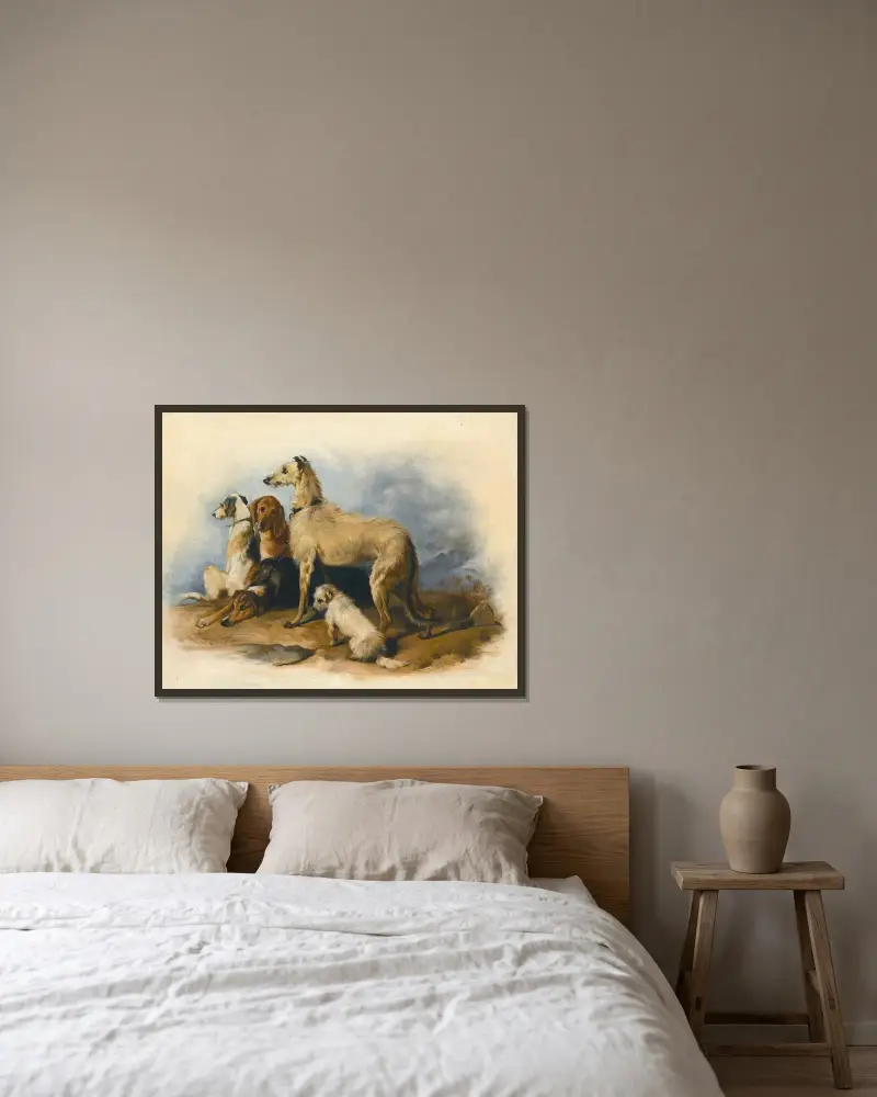 Hundar från högländerna av Sir Edwin Henry Landseer inramad på en vägg