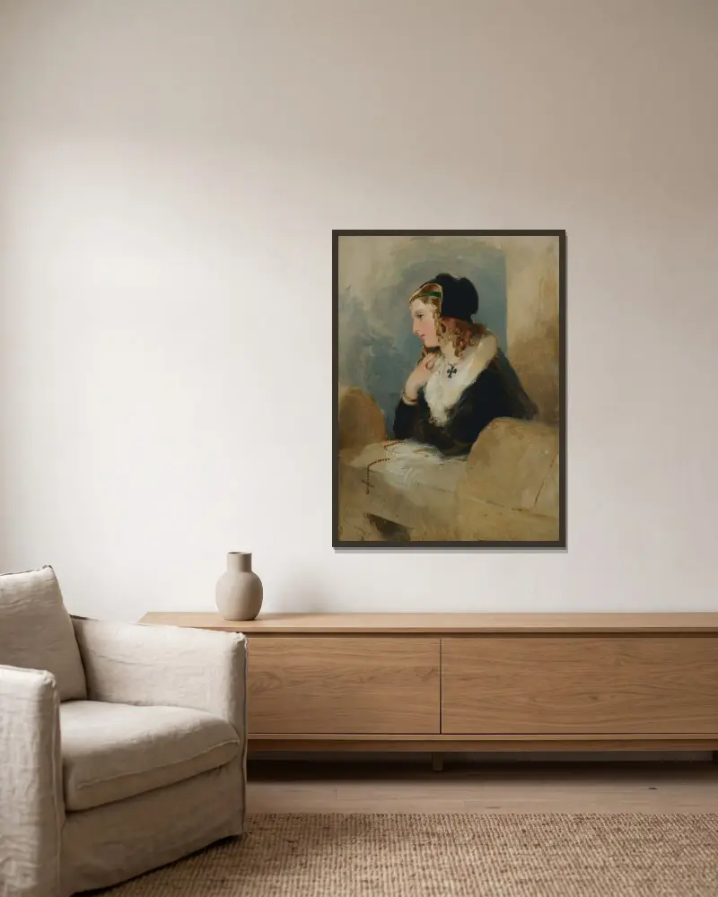 Portrait of Catherine Seyton av Sir Edwin Henry Landseer inramad på en vägg