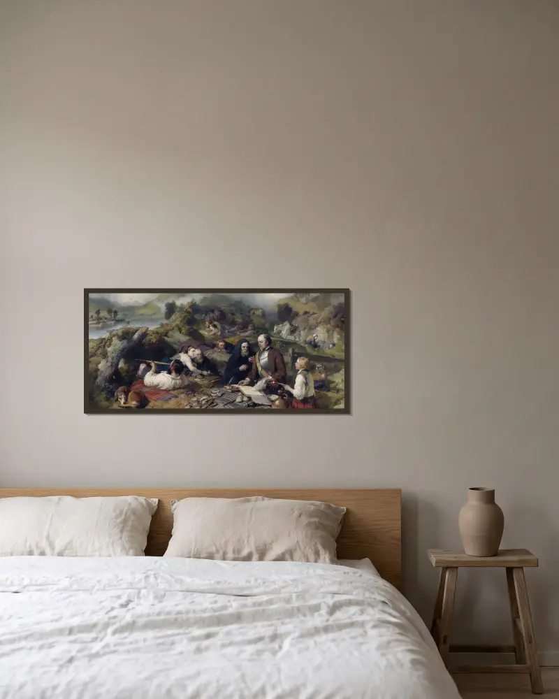 Rent-day in the Wilderness av Sir Edwin Henry Landseer inramad på en vägg