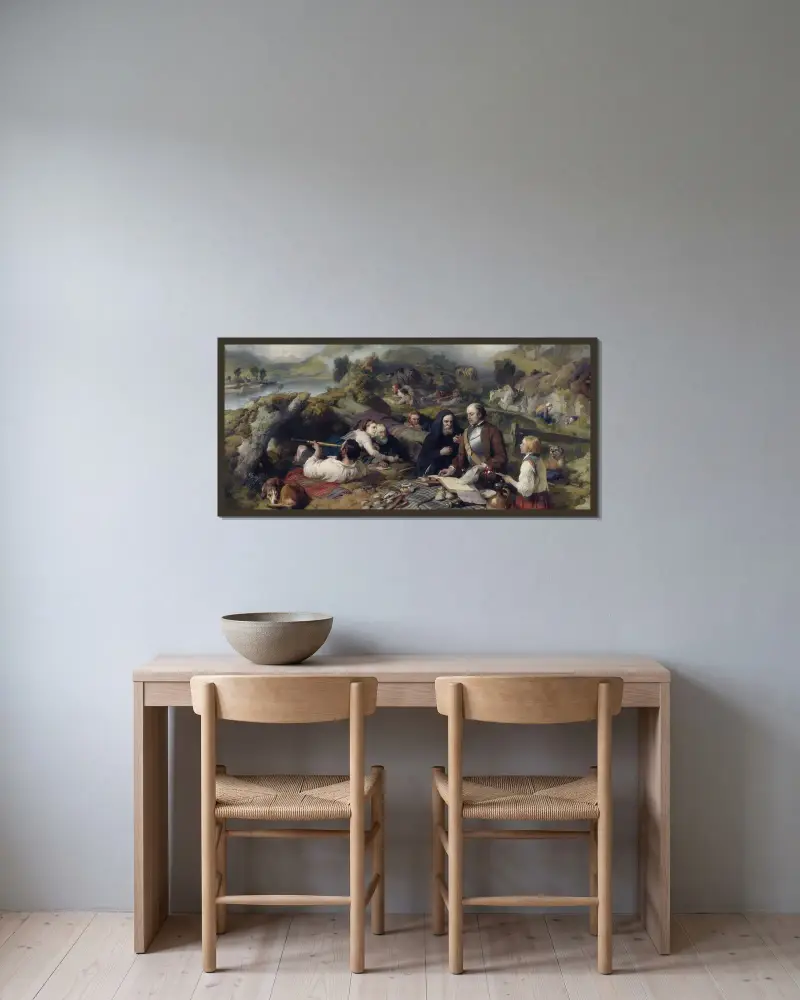 Rent-day in the Wilderness av Sir Edwin Henry Landseer inramad på en vägg
