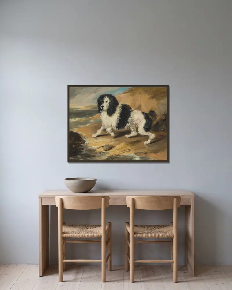 Tapageur, the Poodle belonging to the Honorable Frederick Byng av Sir Edwin Henry Landseer inramad på en vägg