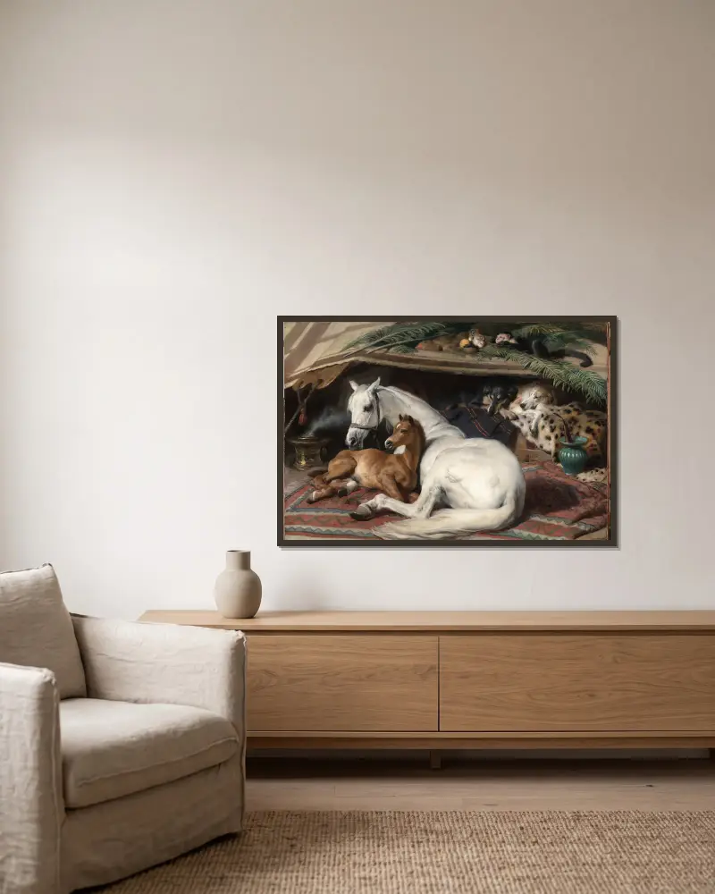 The Arab Tent av Sir Edwin Henry Landseer inramad på en vägg