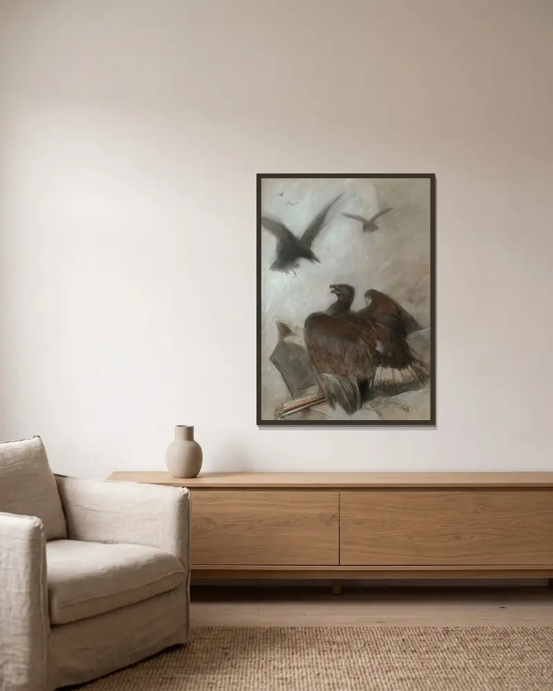 Den sårade örnen av Sir Edwin Henry Landseer inramad på en vägg