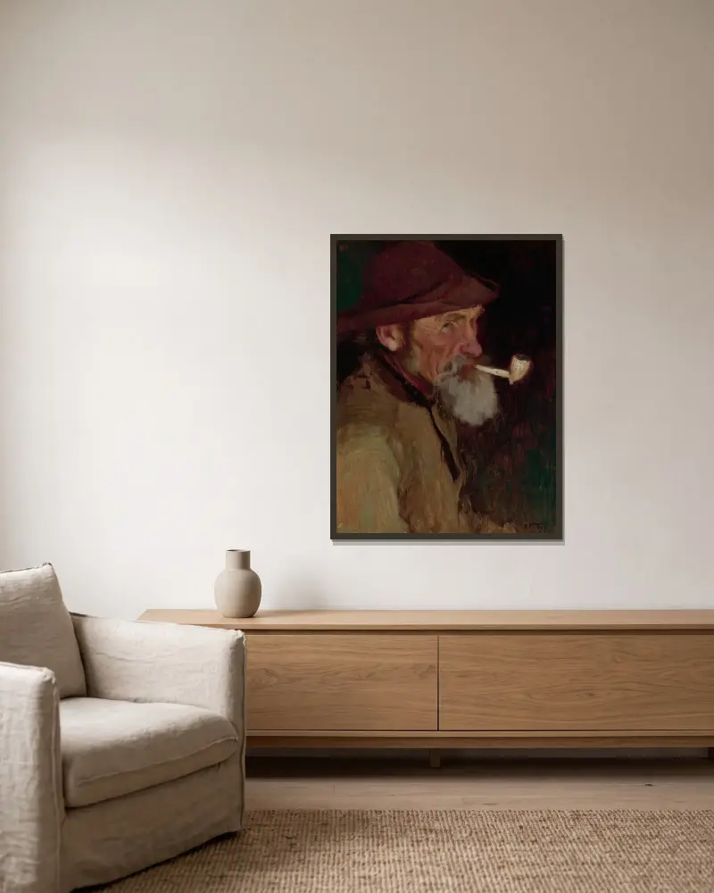 A Maine Fisherman av Edward Henry Potthast inramad på en vägg