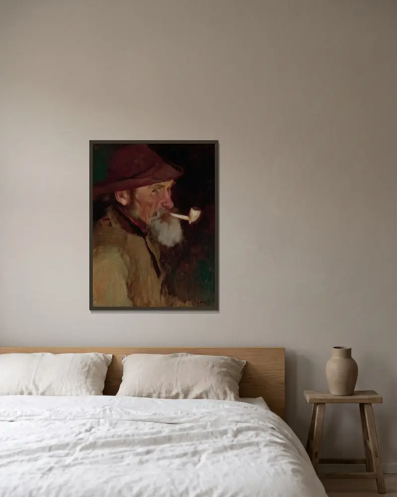 A Maine Fisherman av Edward Henry Potthast inramad på en vägg