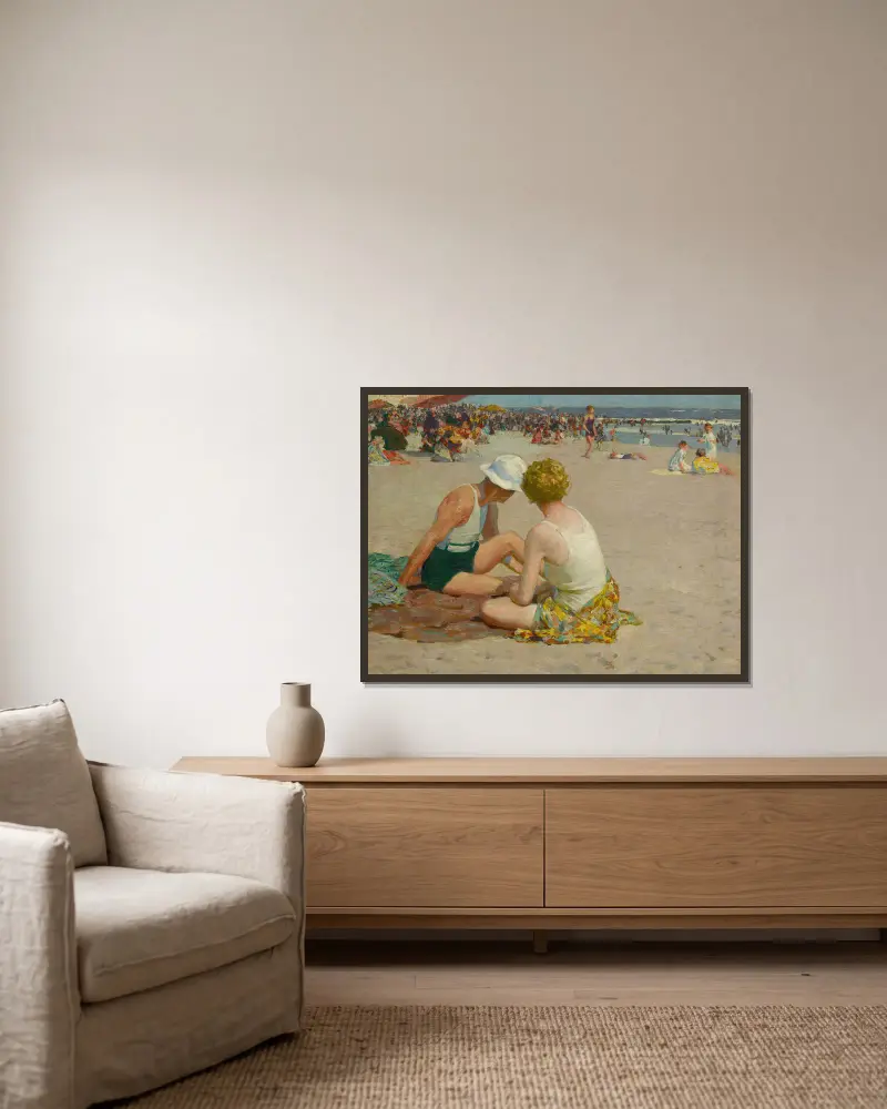 Ein Sommerurlaub von Edward Henry Potthast gerahmt an einer Wand