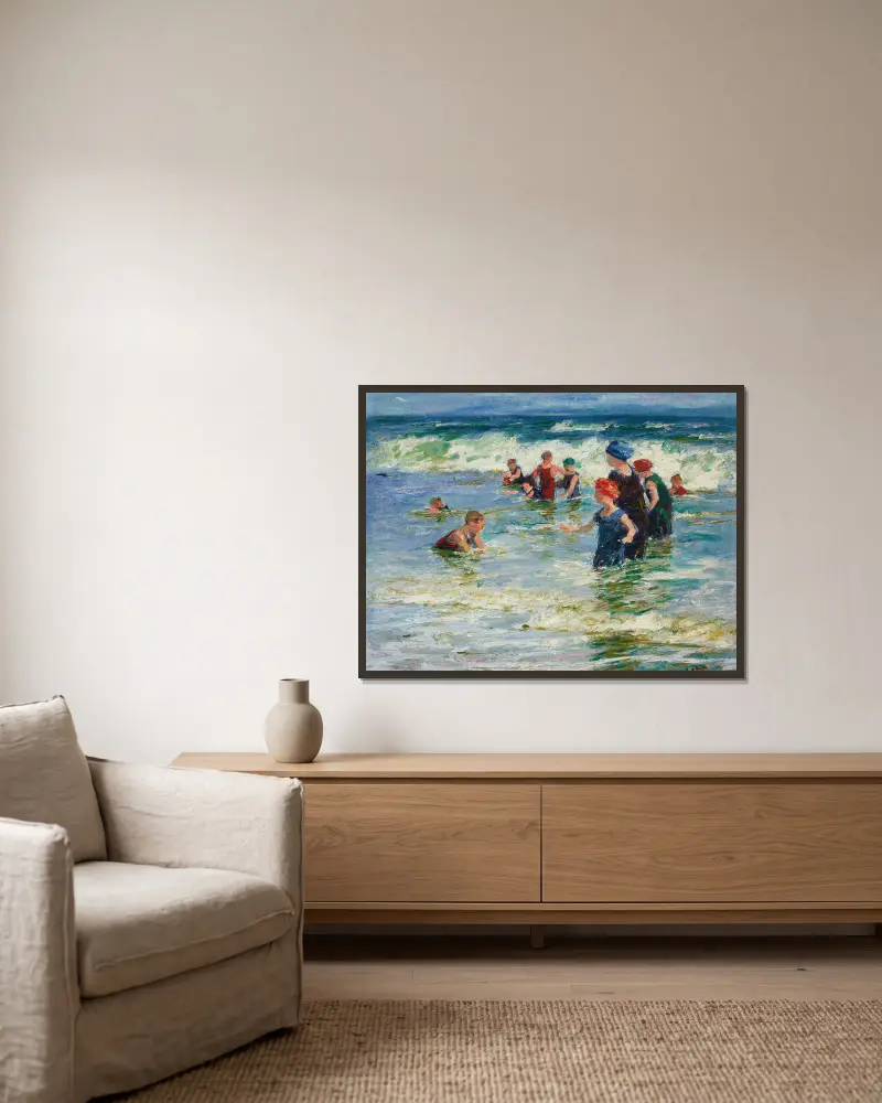 Strandszene – Nr. 1 von Edward Henry Potthast gerahmt an einer Wand