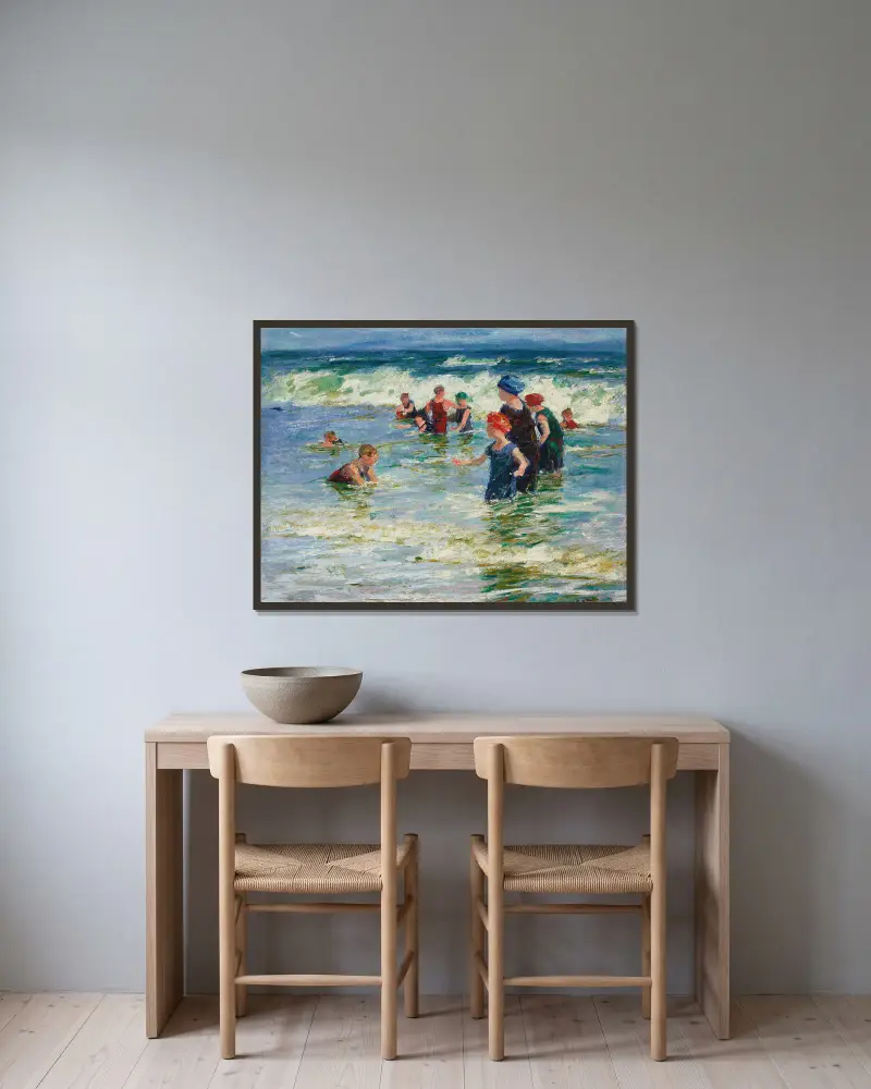 Strandszene – Nr. 1 von Edward Henry Potthast gerahmt an einer Wand