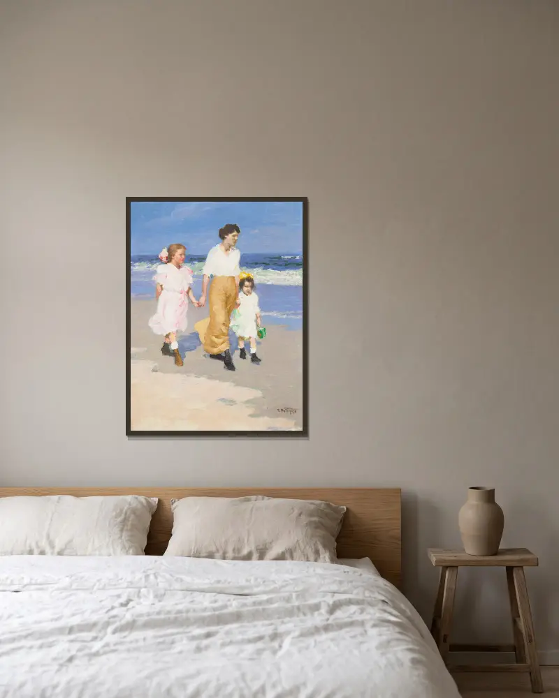 Na pláži – nr. 2, Edward Henry Potthast v rámu na stěně