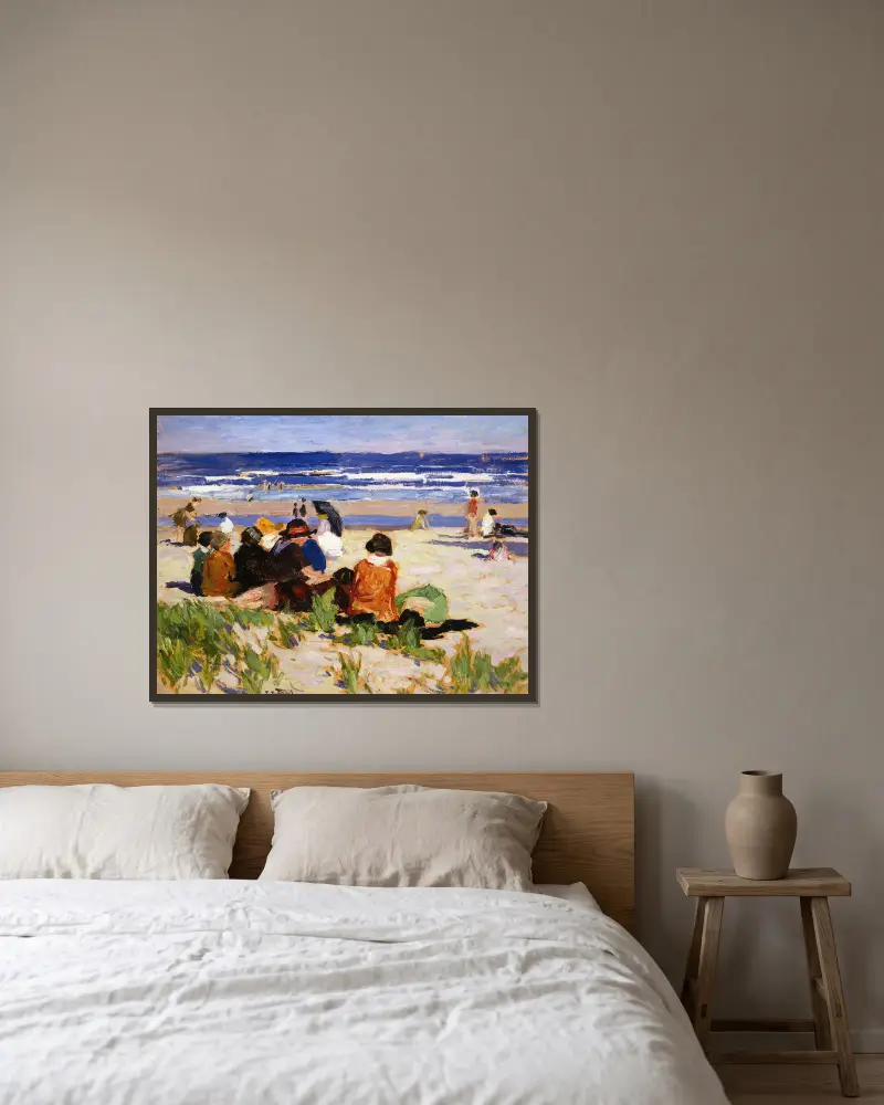 Na pláži, Ogunquit, Maine, Edward Henry Potthast v rámu na stěně