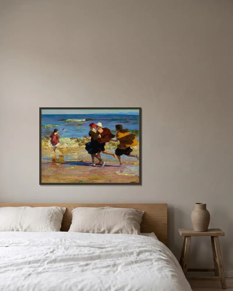 Na pláži – Nr. 1, Edward Henry Potthast v rámu na stěně