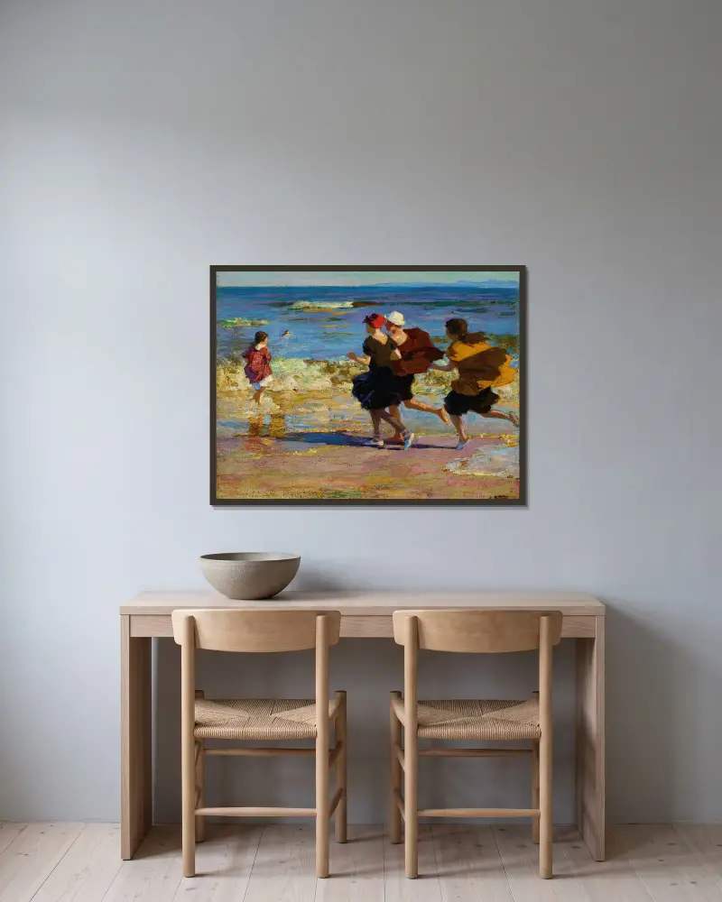 Na pláži – Nr. 1, Edward Henry Potthast v rámu na stěně