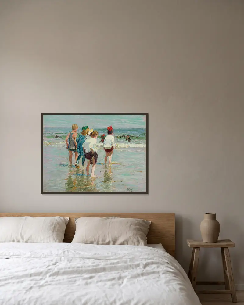 Sommertag, Brighton Beach von Edward Henry Potthast gerahmt an einer Wand