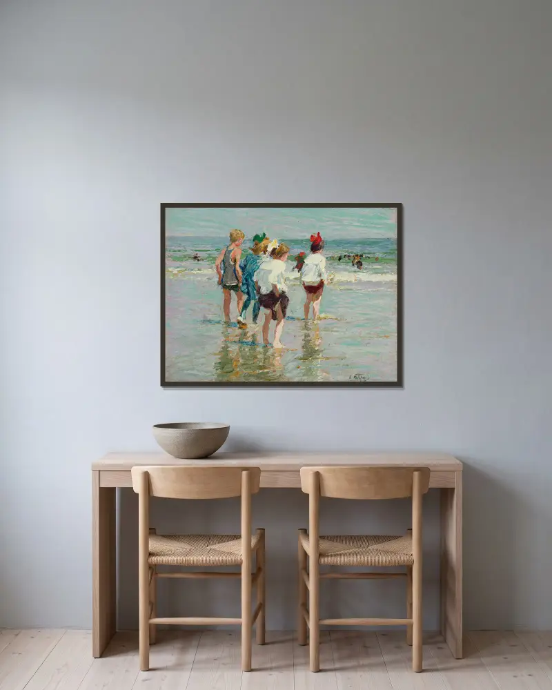 Sommertag, Brighton Beach von Edward Henry Potthast gerahmt an einer Wand