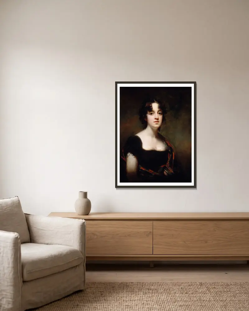 Mrs Farquarson Of Finzean av Sir Henry Raeburn inramad på en vägg