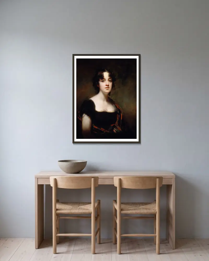 Mrs Farquarson Of Finzean av Sir Henry Raeburn inramad på en vägg