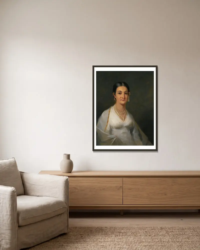Porträtt av en ung indisk kvinna av Sir Henry Raeburn inramad på en vägg