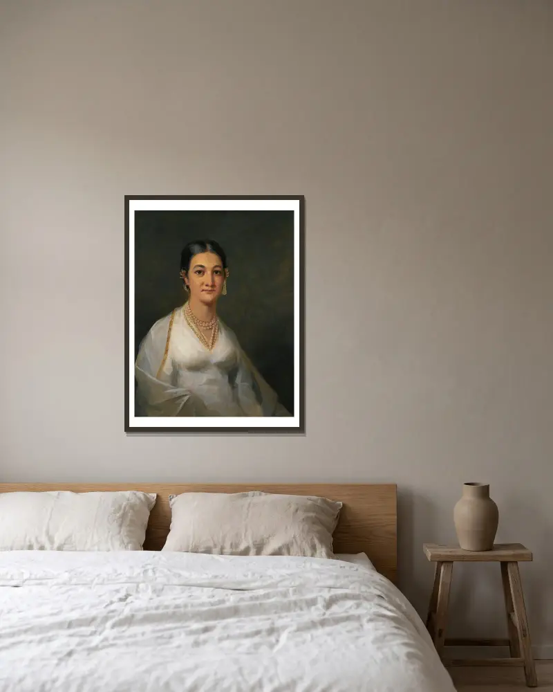 Porträtt av en ung indisk kvinna av Sir Henry Raeburn inramad på en vägg