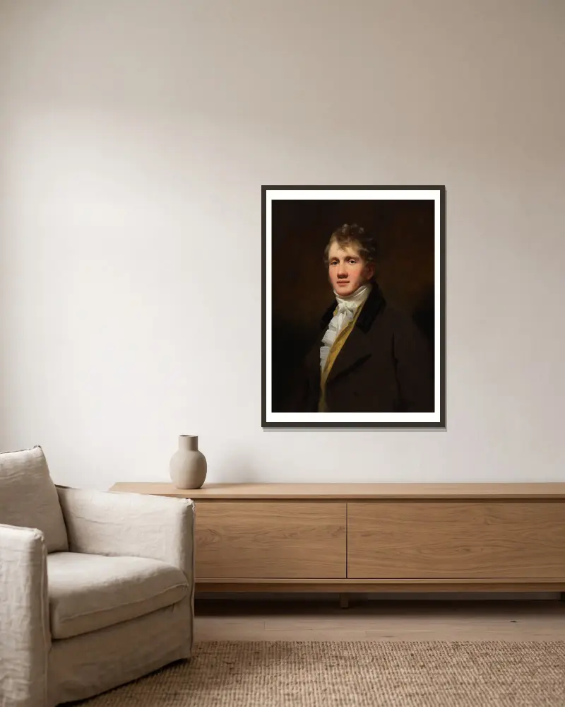 Portrait of Hugh Hope av Sir Henry Raeburn inramad på en vägg