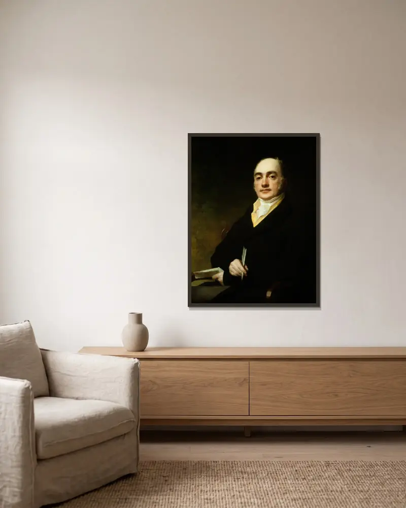 Portrait of John Baillie (1772-1833) av Sir Henry Raeburn inramad på en vägg