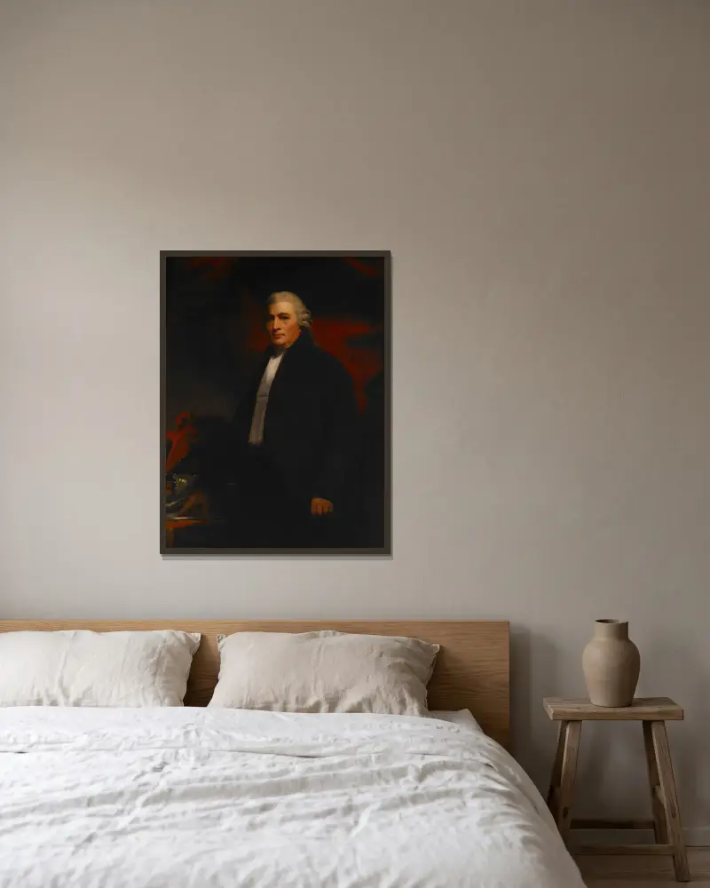 Portrait of Lord Robert Blair av Sir Henry Raeburn inramad på en vägg