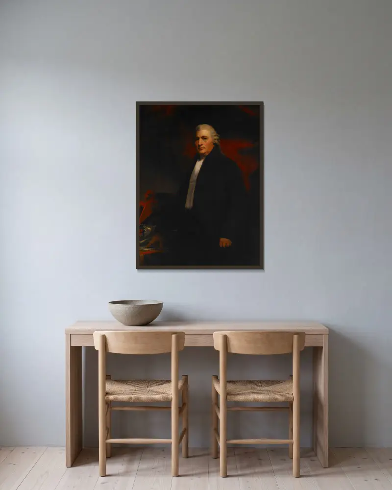 Portrait of Lord Robert Blair av Sir Henry Raeburn inramad på en vägg