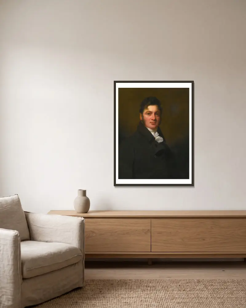 Portrait Of Ralph Anthony Ironside Of Tannochside, Lanarkshire av Sir Henry Raeburn inramad på en vägg