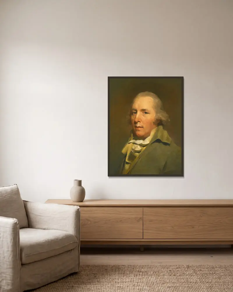 Portrait Of The Reverend John Home av Sir Henry Raeburn inramad på en vägg