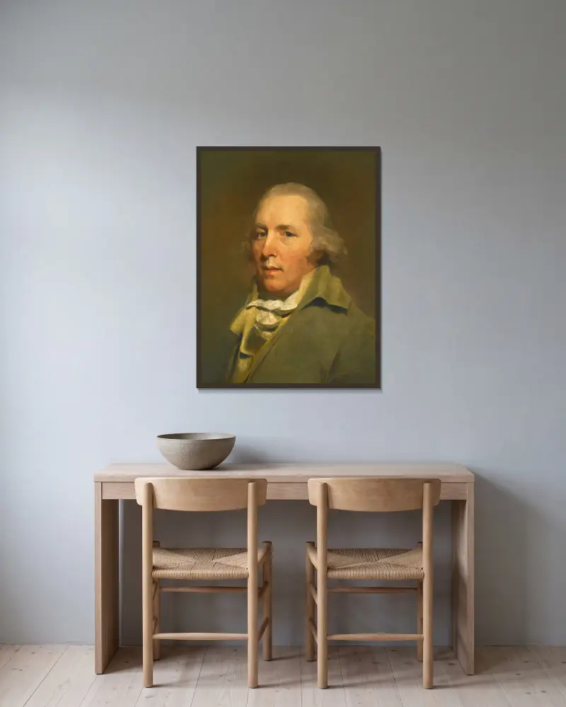 Portrait Of The Reverend John Home av Sir Henry Raeburn inramad på en vägg