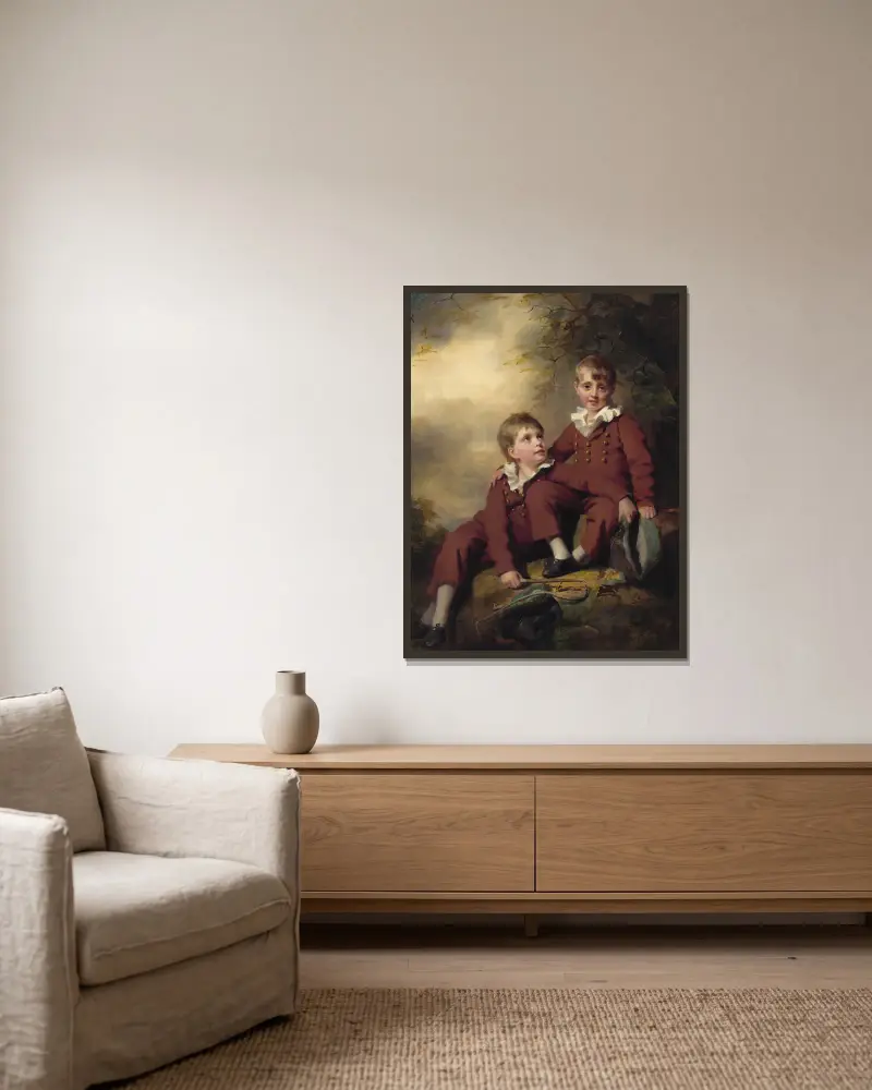 Die Binning-Kinder, wahrscheinlich um 1811 von Sir Henry Raeburn gerahmt an einer Wand