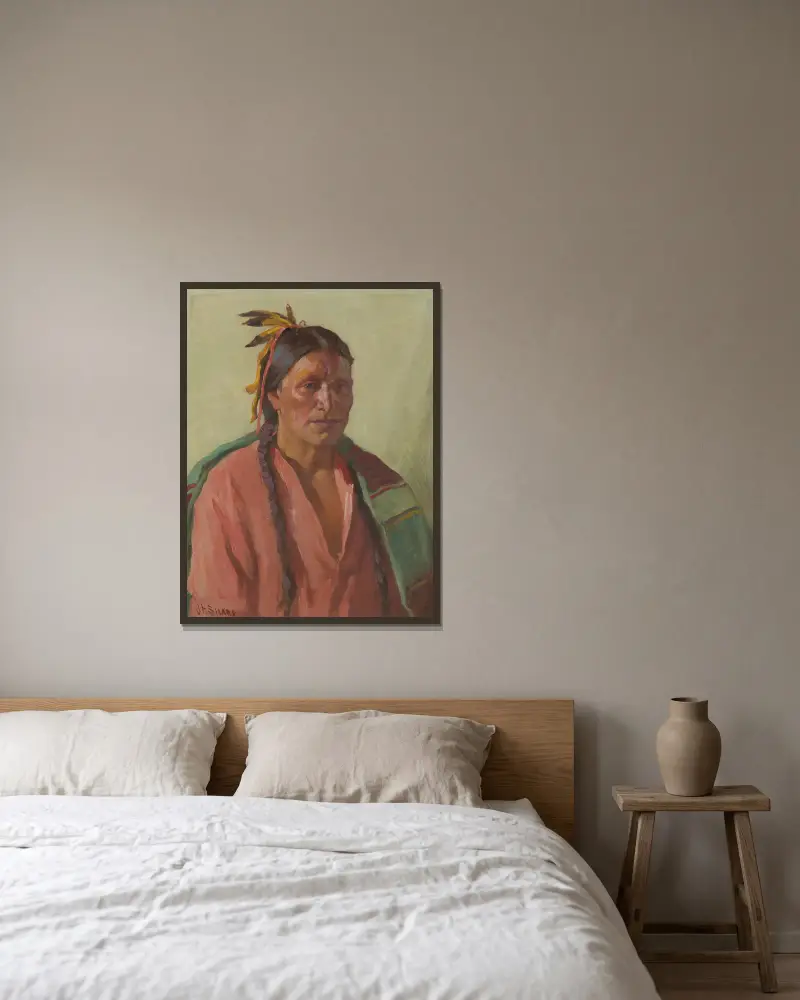 Jagender Sohn von Joseph Henry Sharp gerahmt an einer Wand