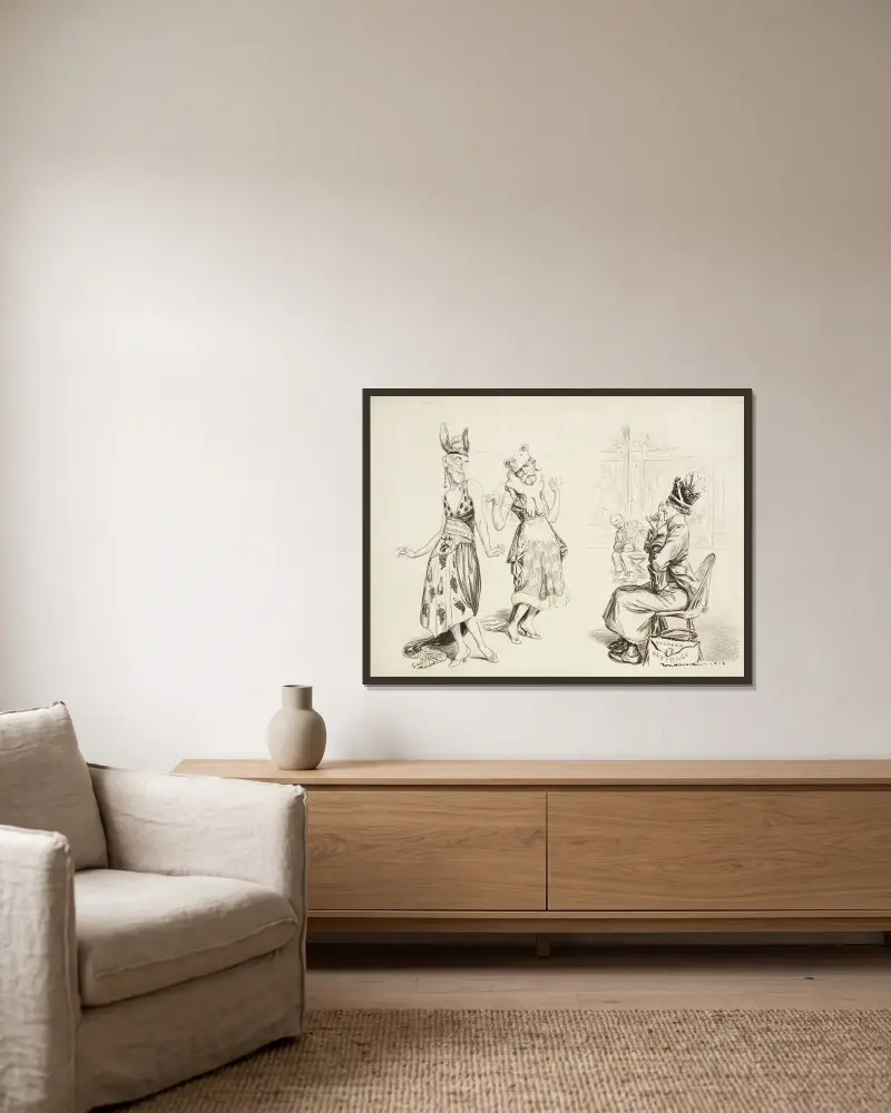 Die Wahl eines Herbstmodells von William Henry Walker gerahmt an einer Wand