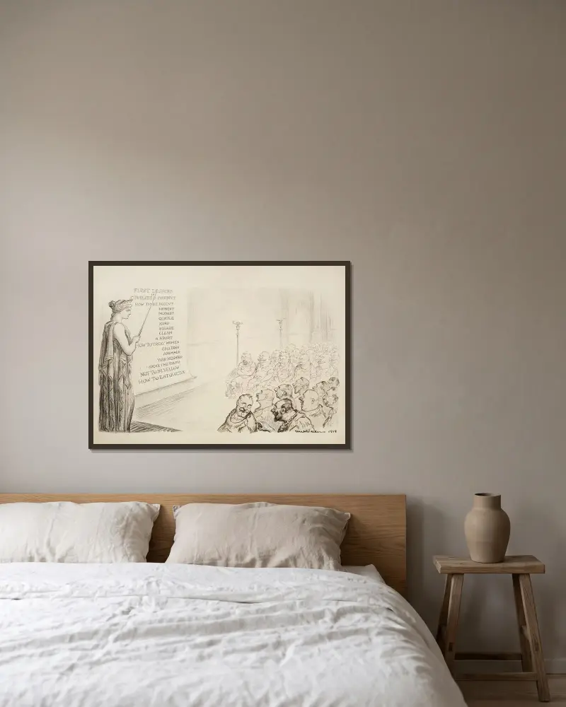 Kindergarten von William Henry Walker gerahmt an einer Wand
