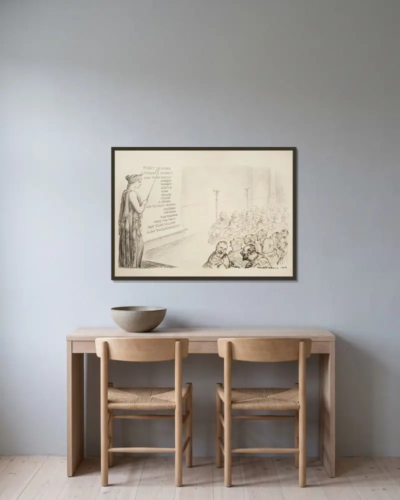 Kindergarten von William Henry Walker gerahmt an einer Wand