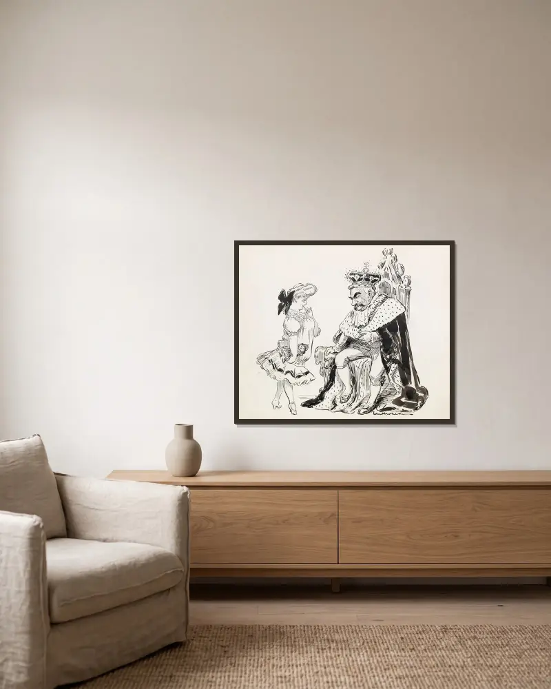 Lillian Russell plaudert mit dem König von William Henry Walker gerahmt an einer Wand