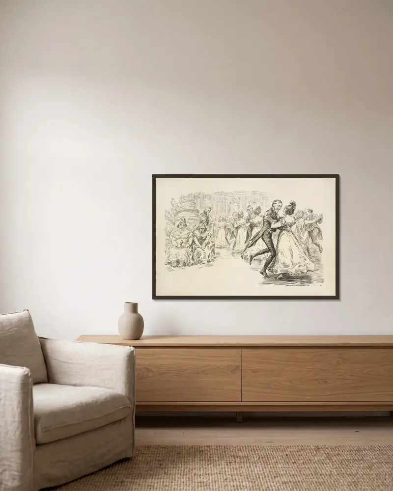 Vorwärts zum Tanz von William Henry Walker gerahmt an einer Wand