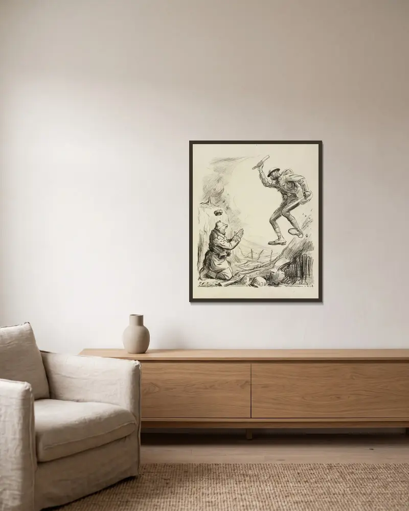 Rasur oder Haarschnitt von William Henry Walker gerahmt an einer Wand