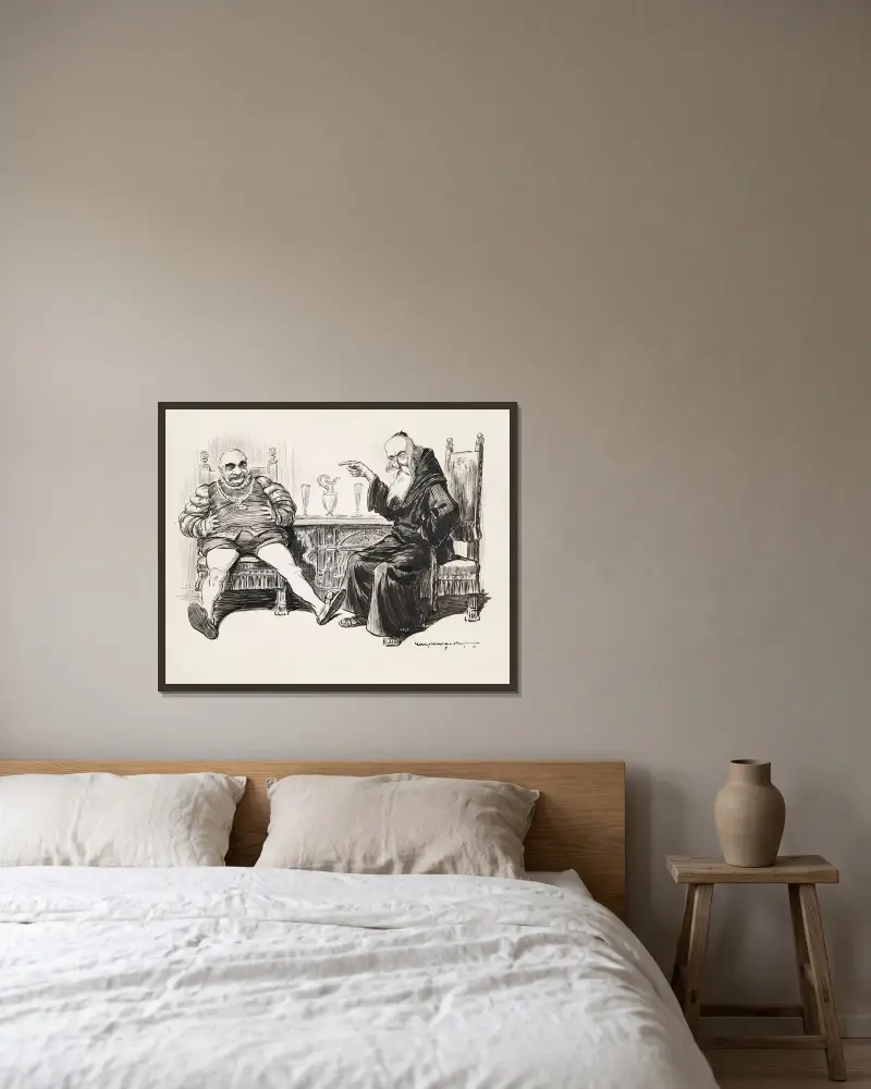 Der König und seine Hochwürden Lyman Abbott. „Naughty, naught“ von William Henry Walker gerahmt an einer Wand