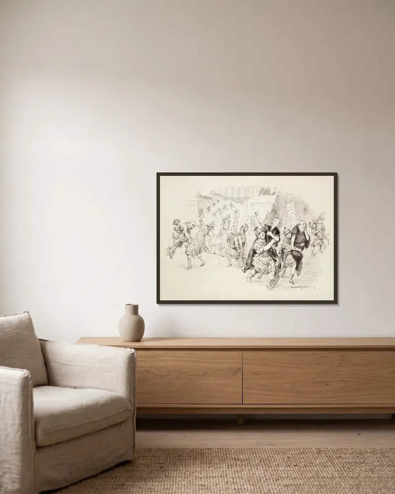 Der Raub der Sabinerinnen von William Henry Walker gerahmt an einer Wand