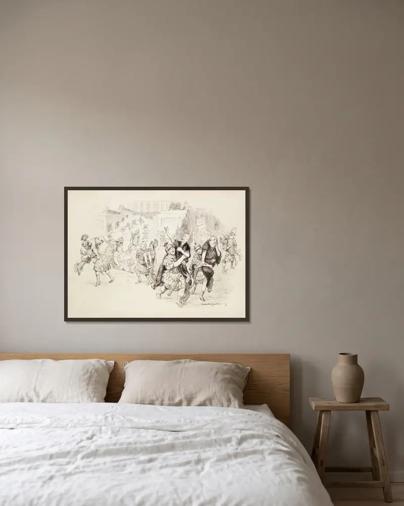 Der Raub der Sabinerinnen von William Henry Walker gerahmt an einer Wand
