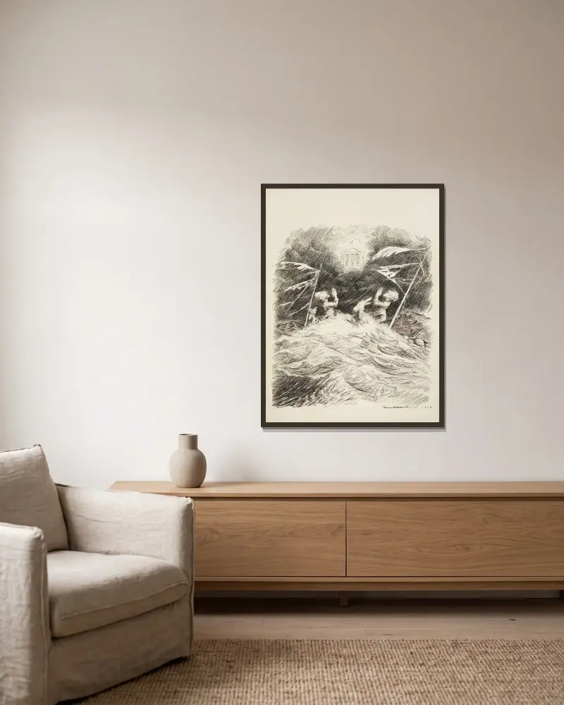Das Gebet des Seemanns von William Henry Walker gerahmt an einer Wand