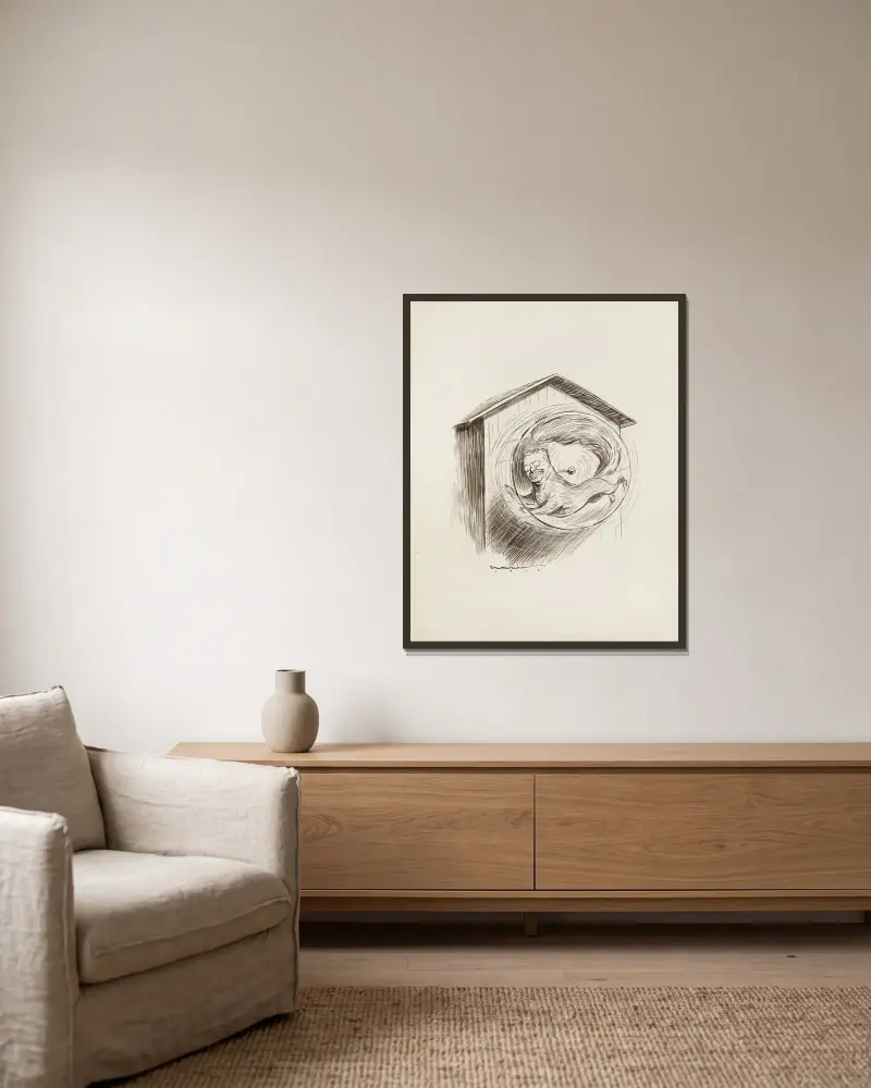 Das Hamsterrad von William Henry Walker gerahmt an einer Wand