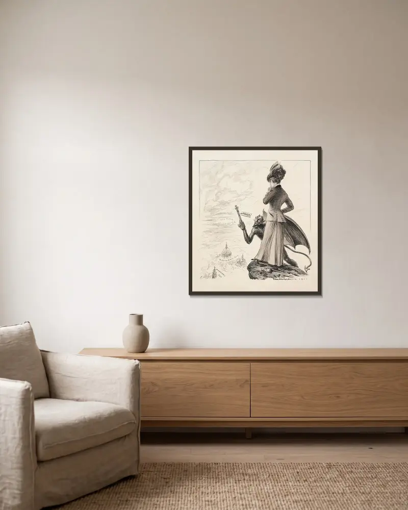 Die Versuchung von William Henry Walker gerahmt an einer Wand