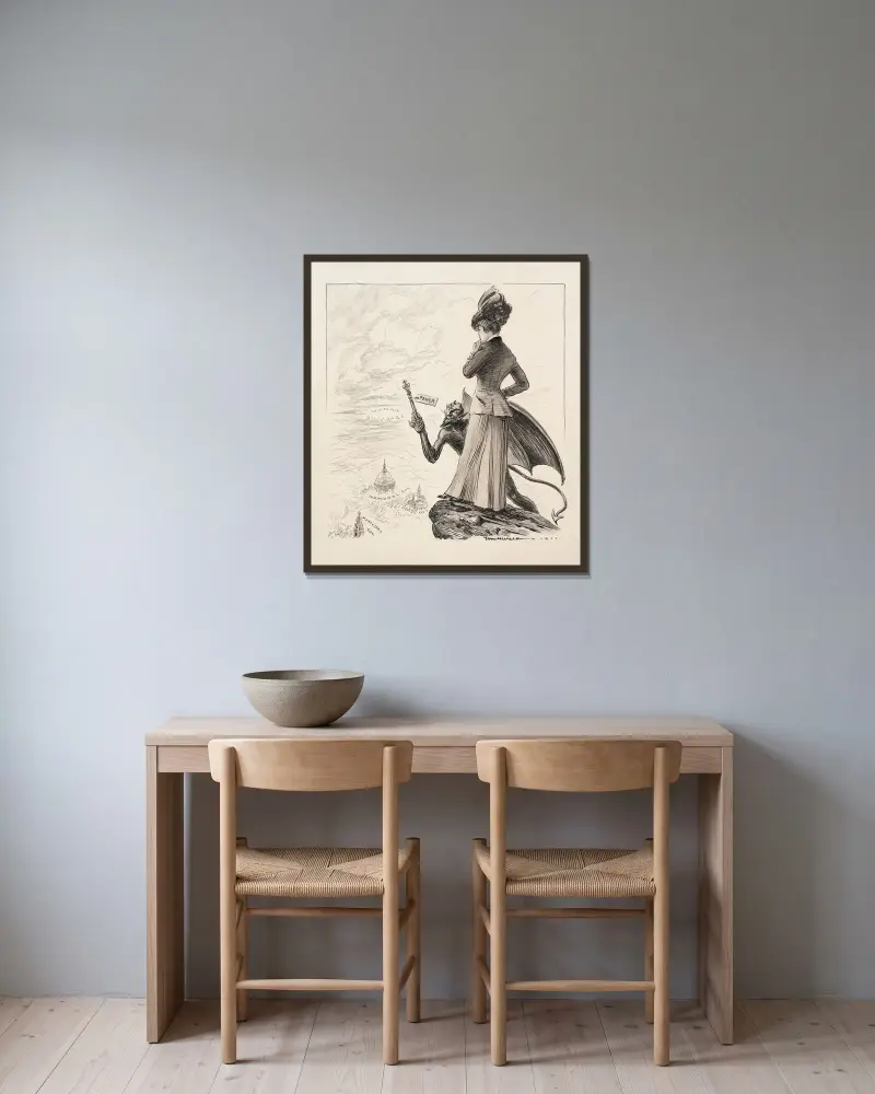 Die Versuchung von William Henry Walker gerahmt an einer Wand
